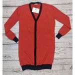Tomas Maier Cotton Red Black Short Back‎ Long Front Asymmetrical Cardigan Sz 4 Photo 1