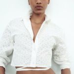 ZARA White Eyelet Crop Top NWT Photo 0