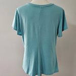 Worthington  Aqua Crewneck Twist Side Jersey Knit Blouse Size Large Photo 4