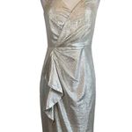 Eliza J Gold Metallic Sheath Cocktail Dress Size 10 Sleeveless V-Neck Sheath Photo 0