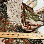 Indigo Soul women's size large pullover tunic longsleeve floral buttons in back Green Photo 3