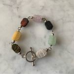 VTG Sterling Silver Carved Multi Gemstone Scarab Bracelet 8” Egyptian Revival Green Photo 4