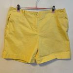 Talbots  Mid Rise Bermuda Chino Shorts Butter Yellow Womens Size 12 Petite Photo 0