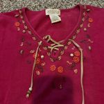 st. john's bay St-john-s-bay Boohoo embroidered lace top with beads Women's Pink and Red Shirt Photo 2