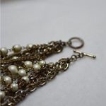 Ann Taylor  Vintage Multi Strand Chain Faux Pearl Gold Tone Toggle Latch Necklace Photo 2
