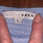 Baltic Born Alana Smocked Off-Shoulder Puff Sleeve Baby Blue Mermaid Midi Dress L Photo 6