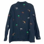 Quacker Factory  Zebra Giraffe Monkey Embroidered Full Zip Sz L Photo 2