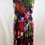 Just Love Beautiful tropical floral print smocked strapless maxi dress size medium Photo 0