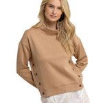 Southern Tide NWT Cordelia Pullover Sweater Womens XL Tan Quilted Button Sides Photo 0