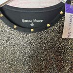 Rebecca Malone  Women’s Gold and Black Shimmer Sheen Stretchy Blouse Sz M Photo 9