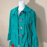 Judith March Whimsical vibrant green  coat Measure Like Small Satin lined Boho Photo 1