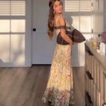 ZARA NWT Linen Blend Printed Floral Yellow Dress ZW Collection Multicolored XS Photo 3