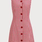 RIHOAS The Red Boat Neck Plaid Mini Dress Size L Photo 4