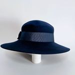 Lord & Taylor Navy Wool Wide Brim Hat With Grosgrain Ribbon Blue Photo 5