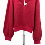 Free People  Hot Pink Riptide V-Neck Knit Sweater NWT Photo 4