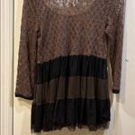 Free People  BROWN & BLACK LACE TOP SIZE SMALL LOTS OF STRETCH NYLON/POLY/SPANDEX Photo 9