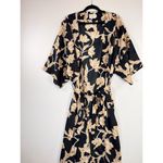 Maison Du Soir Womens Robe Black Selena Floral Kimono Wrap Waist Tie Boho L/XL Size L Photo 4