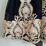 Eye Candy Black & Gold Midi Skirt Mesh Overlay Cocktail Party Gala Size Small Photo 4