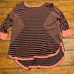 Dana Buchman Striped Knit Tunic Top Coral Black Size L Size L Photo 0
