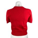 Michael Kors Women's Red Short Sleeve Round Neck Knit Crop Tee T-shirt Top Sz M Photo 2