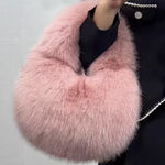 Elegant Pink Faux Fur Handbag Photo 0