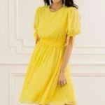 Rachel Parcell  Smocked Waist Swiss Dot Lemon Yellow Mini Dress Size XS Photo 1