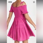 Free People  HAPPY WITH YOU SMOCKED TIERED MINI DRESS IN pink plum xs Photo 4