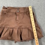Hollister High Rise Mini Skirt Size X-Small Brown Denim Pleated Hem Y2k Photo 5