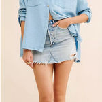 Free People  Cardiff Oversized Top Size XL Blue Waffle Knit Boho Long Sleeve Photo 0