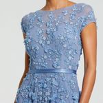 Mac Duggal 14521 Blue Floral Embellished Short Sleeve Mesh Gown Dress Photo 3
