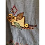 Vintage Bobbie Brooks Embroidered Patchwork Floral Stitched Button Top sz M Boho Blue Size M Photo 8