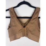 Breezies Lace Front Closure Bra Small Tan Nude Wireless Comfort Support Bralette Brown Photo 1