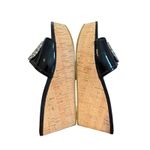 Coach Judith Black Patent Leather Cork Wedge Sandals Embellished Logo Size 7.5 Photo 11