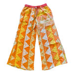Kantha Wide Leg Drawstring Pull On Pants Handmade Boho Patchwork Orange Size undefined Photo 0