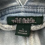 Wild Fable  Denim Overall Jumper Dress Raw Hem Pocket Detail Light Wash L Photo 2