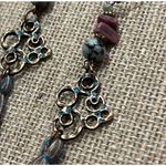 Blue Pink Beaded Boho Long Tassel Brass Tome Dangle Fashion Earrings NEW Photo 2