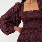 Free People  Smock It To Me Mini Dress Puff Sleeve Plum Floral Size XS NEW Photo 2