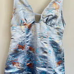 Urban Outfitters ‎ Outfitters Womens M Asian Mini Dress Light Blue Satin Tiger Photo 0