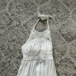 Lulus LULU’S Floral Flair White Crochet Tie Back Halter Maxi Dress Photo 3