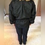 Obermeyer Vintage 2 pc Ski Jacket Pants Ski Suit Black Brocade Gold 80s 12P Photo 15