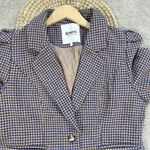 &merci &merci Women’s Sloan Houndstooth Blazer Puff Sleeve Classic in Brown Size L Photo 5