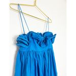 Mango  Cobalt Blue Long Maxi Dress Ruffles Size Small Babydoll Preppy Art Chic Photo 7
