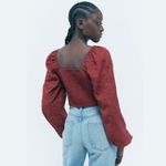 Urban Outfitters  Twist Front Crop Top Women XS Terra Cotta Embroidered Vneck $64 Photo 13