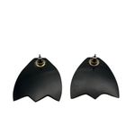 Vintage Mother Of Pearl & Resin Inlay Stud Earrings Bat wings Whimsical Unique Silver Photo 1