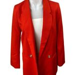 H&M Women's Red Double Breasted Long Sleeve Notch Lapel Blazer Coat Jacket Sz XS Photo 2