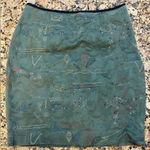 Meadow Rue Olive Green Pencil Skirt Size 8 Geo Embroidery Lined‎ Knee Straight Photo 0