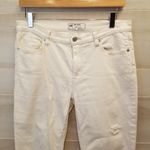 Free People {27}  Great Heights Frayed Hem Distressed Ripped Jeans Creamy White Photo 4