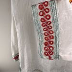 Trina Turk Peacock Embroidered Tunic 100% Cotton Sz Medium Lightweight V-neck Photo 8