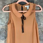 Forever 21 Forever‎ 21 Sleeveless Peter Pan Collar Blouse Small Sheer Rust Orange Bow Tie Photo 1