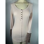 Free People light pink Newbie ski lodge Newbie crochet cuffs thermal Shirt Sz S Photo 1
